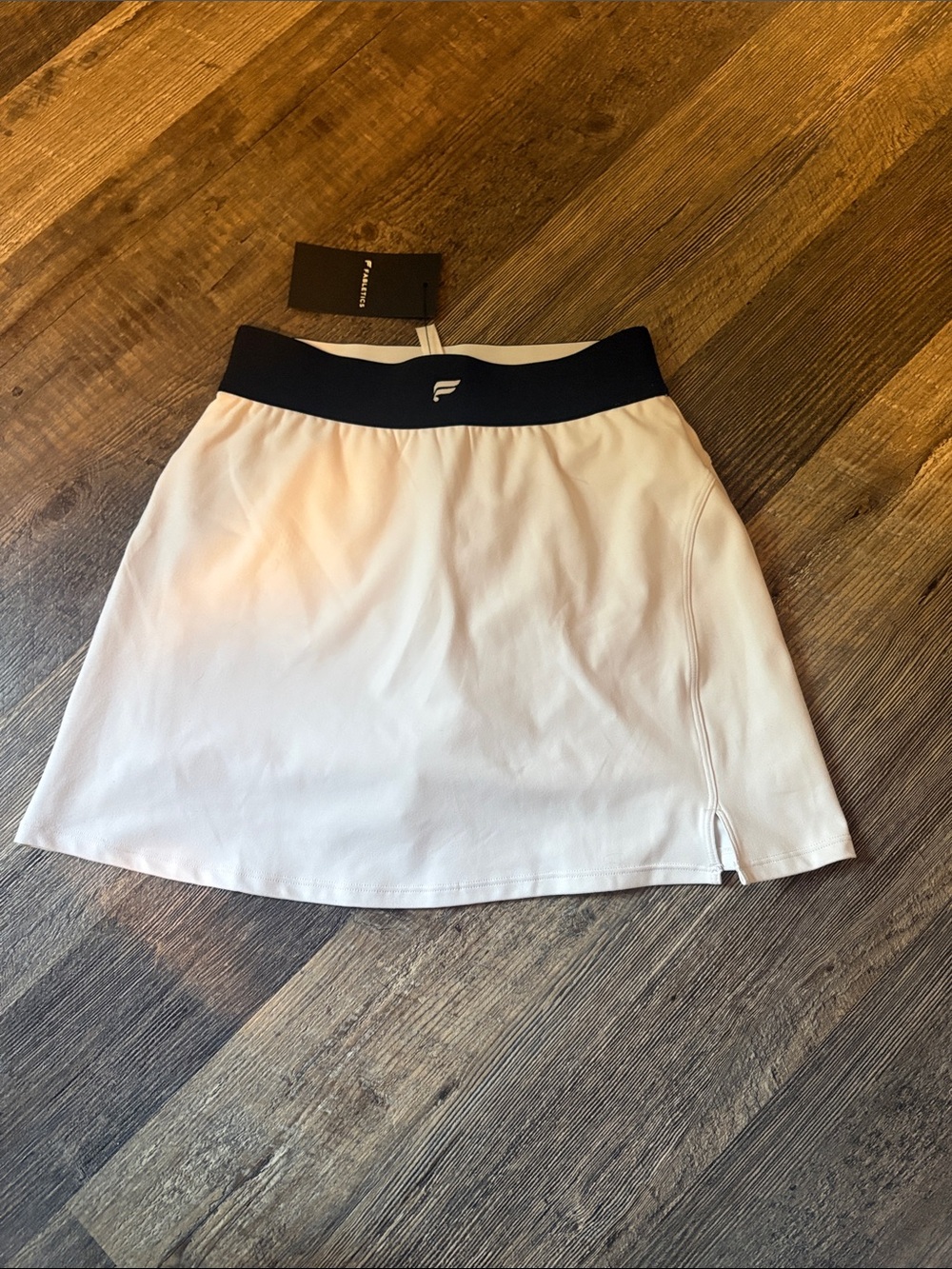 Fabletics White Athletic Skort with Black Waistband